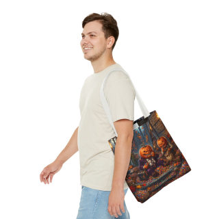 Jack-o'-Lantern Candy Haul Tote Bag | Halloween Pumpkin Scene 38