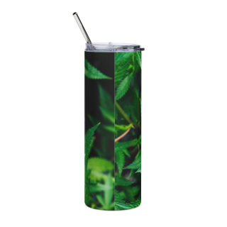 Cannabis Leaf Print Tumbler | 20oz Stainless Steel, Green Marijuana Leaf Design 3