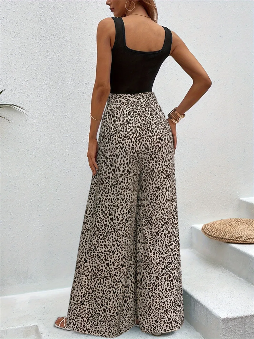 Leopard Print Wide Leg Pants 3
