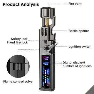 Windproof High-Power Outdoor Torch Lighter | LED Display, Bottle Opener 4