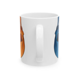 Blue and Orange Skull Pattern Mug | Ceramic Coffee Mug 3