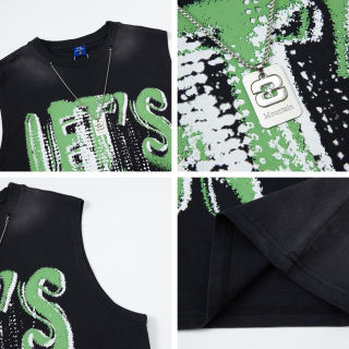 Street Style Letter Print Chain Vest for Men | Loose Sleeveless Top 4