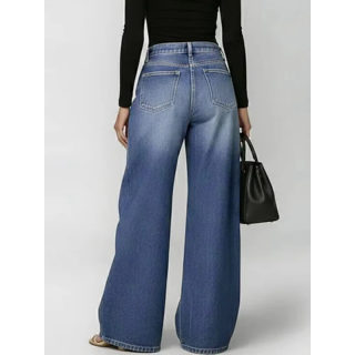 Women's Metal Eyelet Wide-Leg High-Waisted Jeans 2
