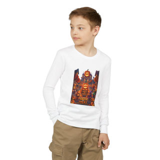 Jack-O'-Lantern Halloween Street Scene Long Sleeve Kids Tee 23
