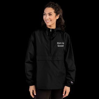 Embroidered Champion Packable Black Jacket "Dirt Is Good" 11
