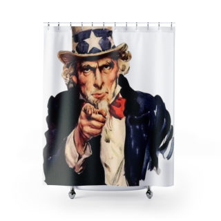 Uncle Sam pointing Shower Curtain | Patriotic Americana bathroom decor 2