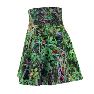 Wild Berry Vine Print Skater Skirt | Botanical Green Nature Pattern 2