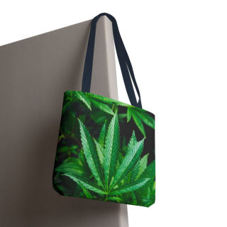Green Cannabis Leaf Tote Bag | All-Over Print Hemp Plant Design 115