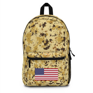 Desert Digital Camo American Flag Backpack | Tan Camo USA Flag Pack