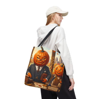 Pumpkin Head Businessmen Tote Bag | Halloween Pumpkin City Illustration 63