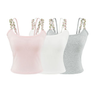 Flower Pad Knit Strap Top | Women's Slim Fit Streetwear