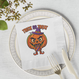 Jack-o'-Lantern Trick or Treat Napkins | Halloween Paper Cocktail Napkins 8