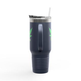 Organic cannabis leaf travel mug, 40oz insulated tumbler 24