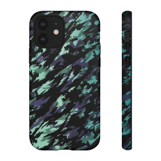 Teal Black Abstract Camo Phone Case 25