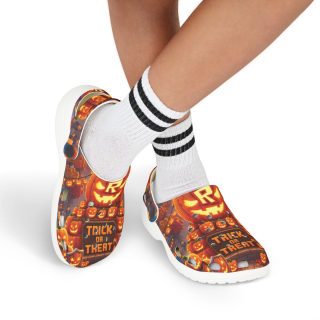 Trick or Treat Pumpkin Pattern Kid's Clogs 17