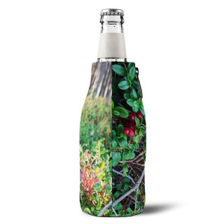 Forest floor berries zip-up bottle cooler sleeve | nature outdoors 6