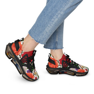 Vintage Rose Floral Mesh Sneakers | Floral Pattern Athletic Shoes 20
