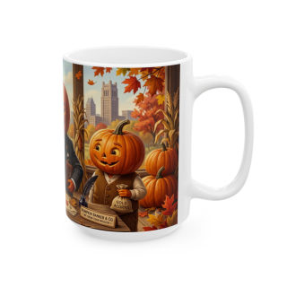 Pumpkin Head Banker Mug | Halloween Fall Autumn Ceramic Coffee Cup 8