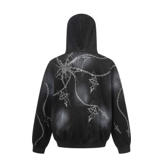 Streetwear Distressed Chain Cross Hoodie | Unisex Pullover 2