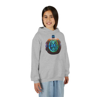 Glowing Cyber Pumpkin Kids Hoodie 36