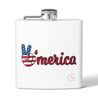 'Merica Peace Sign flag design flask, 6oz stainless steel 2