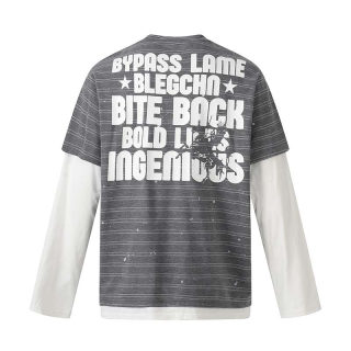 Letter Print Striped Fake Two-Piece Long Sleeve Shirt | American Vintage 4