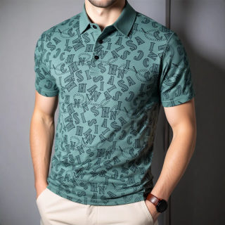 Trendy Letter Print Short Sleeve Polo Shirt | Large Size Casual 4