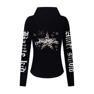Distressed Leopard Print Zip-Up Hooded Cardigan | Women's Slim Fit 4