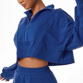 Loose-Fit Stand-Collar Zip Sports Sweater 3