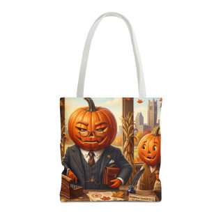 Pumpkin Head Businessmen Tote Bag | Halloween Pumpkin City Illustration 8