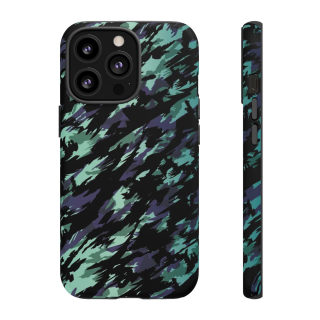 Teal Black Abstract Camo Phone Case 35