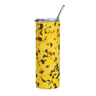 Yellow Camo Stainless Steel Tumbler | 20oz Skinny Travel Cup 3