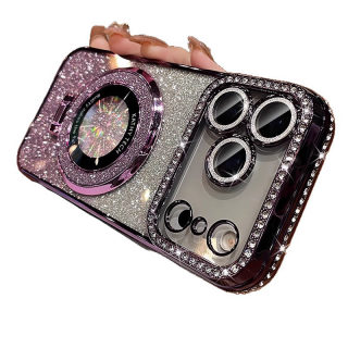 Phone holder case — crystal glitter magnetic mount for iPhone 17 Pro Max