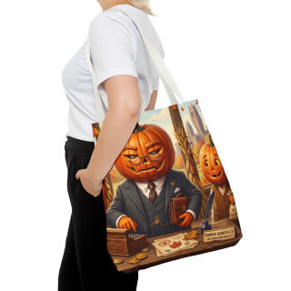 Pumpkin Head Businessmen Tote Bag | Halloween Pumpkin City Illustration 54