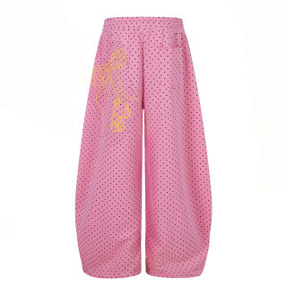 Polka Dot Number Print Wide Leg Sweatpants | Drawstring Cuff 4