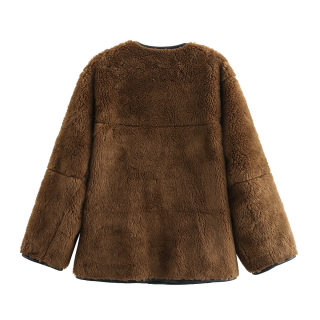 Women's Tri-Color Faux Fur Plush Jacket