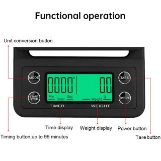 Digital Kitchen Scale with Timer, High-Precision LCD, up to 5kg 4