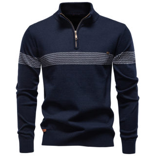 Men's Half-Zip Stand-Up Collar Sweater | Color Block 6