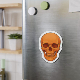 Orange Skull Die-Cut Magnet | Halloween Skull Refrigerator Magnet 10