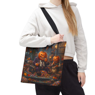Jack-o'-Lantern Candy Haul Tote Bag | Halloween Pumpkin Scene 92
