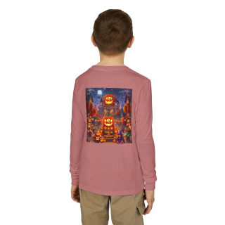 Jack-O'-Lantern Halloween Street Scene Long Sleeve Kids Tee 35