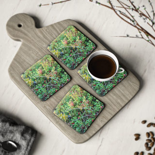 Wild Berry Foliage Coasters | Cork-Backed Round Drink Coasters 8