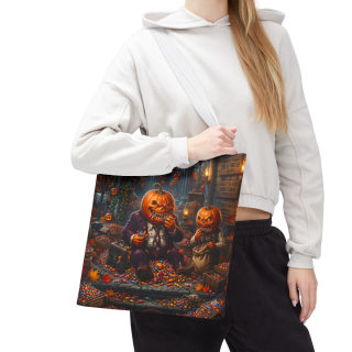 Jack-o'-Lantern Candy Haul Tote Bag | Halloween Pumpkin Scene 97