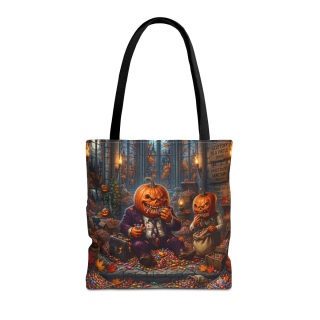 Jack-o'-Lantern Candy Haul Tote Bag | Halloween Pumpkin Scene 2