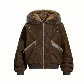Wool Collar Padded Jacket | Plush Leather Style 2