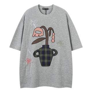 Cartoon Print Casual Round Neck T-Shirt