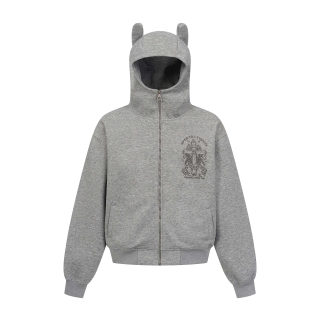 Vintage Distressed Cross Letter Print Zip-Up Hoodie | Unisex Streetwear 3