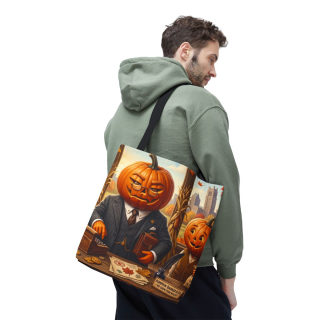 Pumpkin Head Businessmen Tote Bag | Halloween Pumpkin City Illustration 77