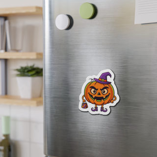 Witch Hat Pumpkin Die Cut Magnet | Halloween Jack-o'-Lantern Sticker Magnet 9