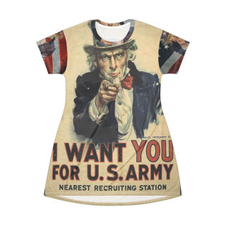 Uncle Sam I Want You Poster T-Shirt Dress | Vintage Patriotic Americana 2